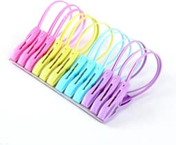 Wasknijpers Haken - Waslijn Clips - Draadloos Ophangen - Winddicht Ontwerp - 12 Stuks - Meerkleurig — thumbnail 1