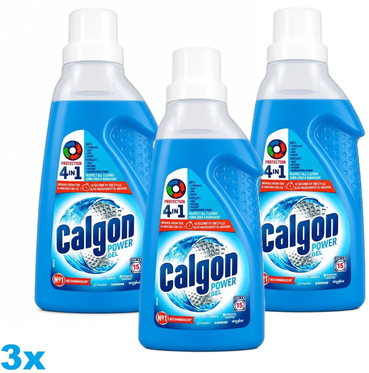 Calgon Power Gel – Wasmachine Reiniger & Anti-Kalk – 3 x 750ml – 45 Wasbeurten — afbeelding 1
