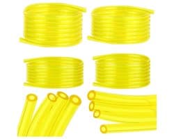 4-delige brandstofslangenset, 1,5 meter transparante gele brandstofslang (2 x 3,5 mm, 2,5 x 5 mm, 3 x 5 mm, 3 x 6 mm), geschikt voor grasmaaier, PVC-slang, brandstofslang