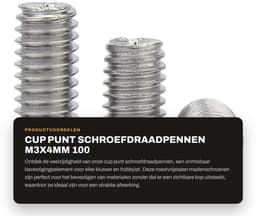 Dailygoods- Madenschroeven M3x4mm - 100 Stuks - Roestvrij Staal - Pinschroeven - Schroefdraadpennen - Schroefdraadgat — thumbnail 4