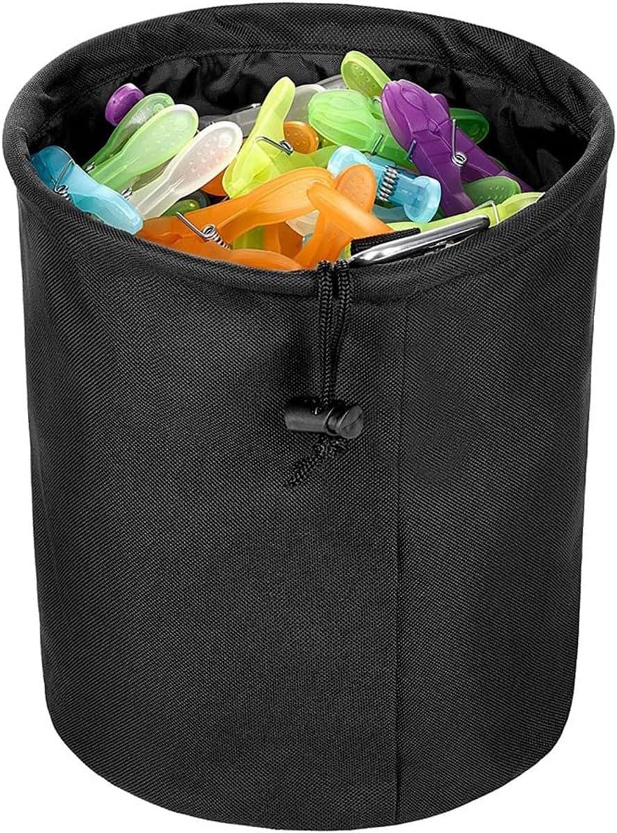 Opbergmand Kleding - Wasknijperzak - Wassen Ophangen - Met Karabijnhaak - XXL Capaciteit - Zwart — afbeelding 1