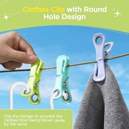 24 stuks wasknijpers met haken, kunststof clothes pegs, stabiel met ronde gaten, meerkleurig, anti-markerende wasknijpers voor ondergoed, broeken, T-shirts, sokken, pluche speelgoed — thumbnail 3