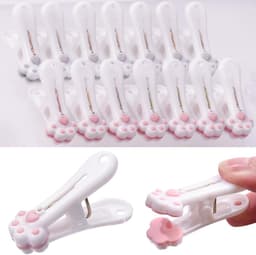Wasknijpers Kattenpoot - Kledinghangers Haken - Huishouden Organiseren - Uniek Schattig Design - 24 Stuks - Roze Bruin — thumbnail 1
