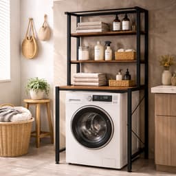 MeubelsvanJoep wasmachine ombouw rek zwart 178 x 50 x 70 cm - Wasmachine rek met opbergruimte zwart - Wasmachine rek bovenlader zwart - Wasmachine rek voorlader zwart - Toilet kast - Wc meubel - Wc kast — thumbnail 2
