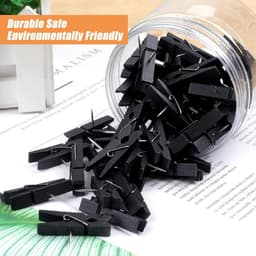 Houten Clips Punaises - Decoratieve Spelden - Foto's Ophangen - Nagels Vallen Niet Uit - 50 Stuks - Zwart — thumbnail 3