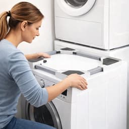 SQOON® Universeel tussenstuk wasmachine/wasdroger - Stapelkit met spanband - Geschikt voor o.a. Bosch, Siemens, AEG, Samsung, LG, Whirlpool - Veilige & ruimtebesparende stapeloplossing — thumbnail 4