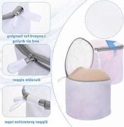 Set van 2 wasnetten voor lingerie, ideaal voor bh's, sokken en ondergoed, rond met rits, perfect voor reizen en wasmachinegebruik — thumbnail 2