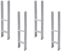 H-anker zwaar - Paalhouder H-profiel - Terras en schutting - Verdikt staal 4.75mm - 600x60mm 81mm diep - Verzinkt — thumbnail 1