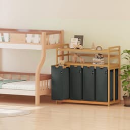 Aura® Wasmand 4 Vakken - Wasmand - Wassorteerder - Zwart - 42cm x 104cm x 100cm — thumbnail 5