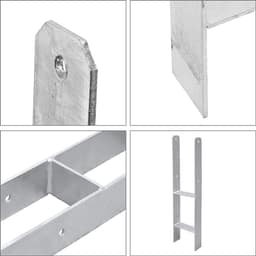 Paalankers 2 stuks - H-anker grondanker - Stevig Fundament - Thermisch Verzinkt Staal - 600mm Lengte 111mm Diep - Zilverkleurig — thumbnail 3