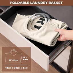 Opvouwbare Wasmand 115L Wasmand met Handgrepen - Grote Wasmand Organizer 43x43x79 cm - Ruimtebesparende Laundry Basket van Oxford Stof - Draagbare Waszak met Aluminium Handgreep - Wasmand voor Kleding — thumbnail 2