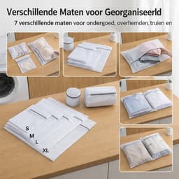 Waszakken Set van 7 - Verschillende Maten incl. BH Waszak & Cilinder - Beschermende Wasnetjes met Duurzame Rits voor Wasmachine - Maten XS t/m XXL — thumbnail 5