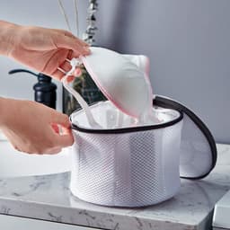 BH-waszak, wasnet voor wasmachine, waszak van netstof, herbruikbare waszak met ritssluiting voor beha's, kleding, sokken, babykleding enz., set van 3, zwart — thumbnail 4