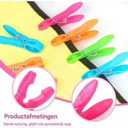 GELLDG Wasknijpers - 48 Stuks - Extra Sterke Wasklemmen - Geschikt voor Buitenwassen en Fijne Kleding - Duurzaam Kunststof Materiaal - Incl. Opbergmand met 360° Draaibare Haak - Kleurrijke Set — thumbnail 3