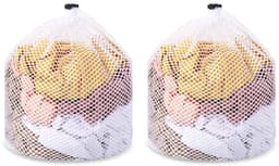 2-stuks Waszak van mesh - Trekkoordtas - Opbergtas van mesh - kledingtas met trekkoord - Verdikte mesh tas - Waszak - Opbergtas - anti-klit en anti-vervorming - 70*50 cm - Voor kleding, ondergoed, lakens, enz. - Wit — thumbnail 1