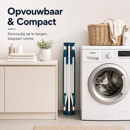 BOTC Wasrek Inklapbaar - Staand Droogrek Inklapbaar - 120 cm - Draagbaar droogrek - Opvouwbaar - In hoogte verstelbaar - Blauw — thumbnail 2