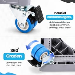 RaviSoll Wasmachine Verhoger – Universeel & Verstelbaar – Anti-Vibratie & Geluidsdempend – Met Remwieltjes – Max. 68x68cm – Voor Wasmachine, Droger & Koelkast – RVS Frame — thumbnail 5