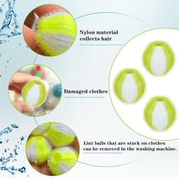 12 Stuks - Haarvangers voor wasmachine - Droger Ballen Haarverwijderaar voor Wasdrogers en Wasmachine - Haarvanger Wasbollen - Vangt haar in de wasmachine - Anti Haar Droogballen - Herbruikbaar - Pluizenzeef voor het wassen van huisdierhaar — thumbnail 2