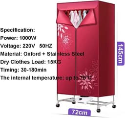 Droogmolen met lucht - Kledingdroger - Snel kleding drogen - Energie-efficiënt model - 15 kg capaciteit - Blauw — thumbnail 3