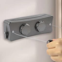 Retractable Wasrek met Staal Kabel - 5.1 m Verstelbaar - Wandgemonteerd - 2 Touwen voor Binnen en Buiten Gebruik — thumbnail 2