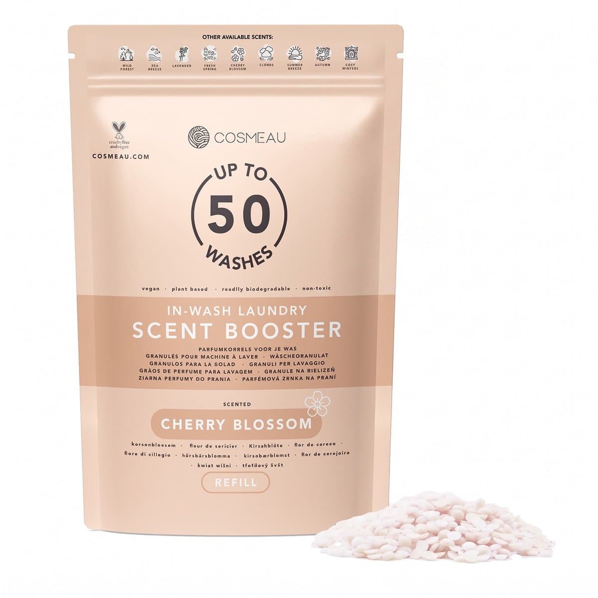 Cosmeau Geurbooster Kersenbloesem Navulling Made in Holland - Refill - Geurparels - 50 Wasbeurten - Scent Booster — afbeelding 1