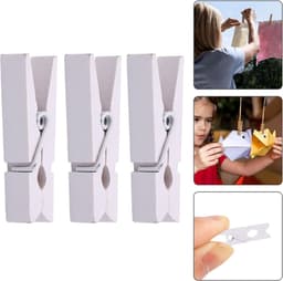 Kleine houten pinnen - Mini knijpers - Foto's ophangen - Rustieke uitstraling - 50 stuks - Wit — thumbnail 5