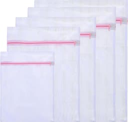 5-delige wasnet set, grove mesh, rechthoekige waszakken met rits, beschermend en voorkomt vervorming, ideaal voor delicate kleding zoals truien, shirts en ondergoed — thumbnail 1
