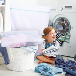 Waszakken - 2 Stuks - Wasnetten - Polyester - Bescherm je Wasgoed en Wasmachine - Waszakjes met Rits - Grote waszak - Laundry Bag - Wasnetje - Wassorteerder - Reisorganisator - Geschikt voor gordijnen, lakens en jassen - 60*80cm+90*110cm - Wit — thumbnail 3