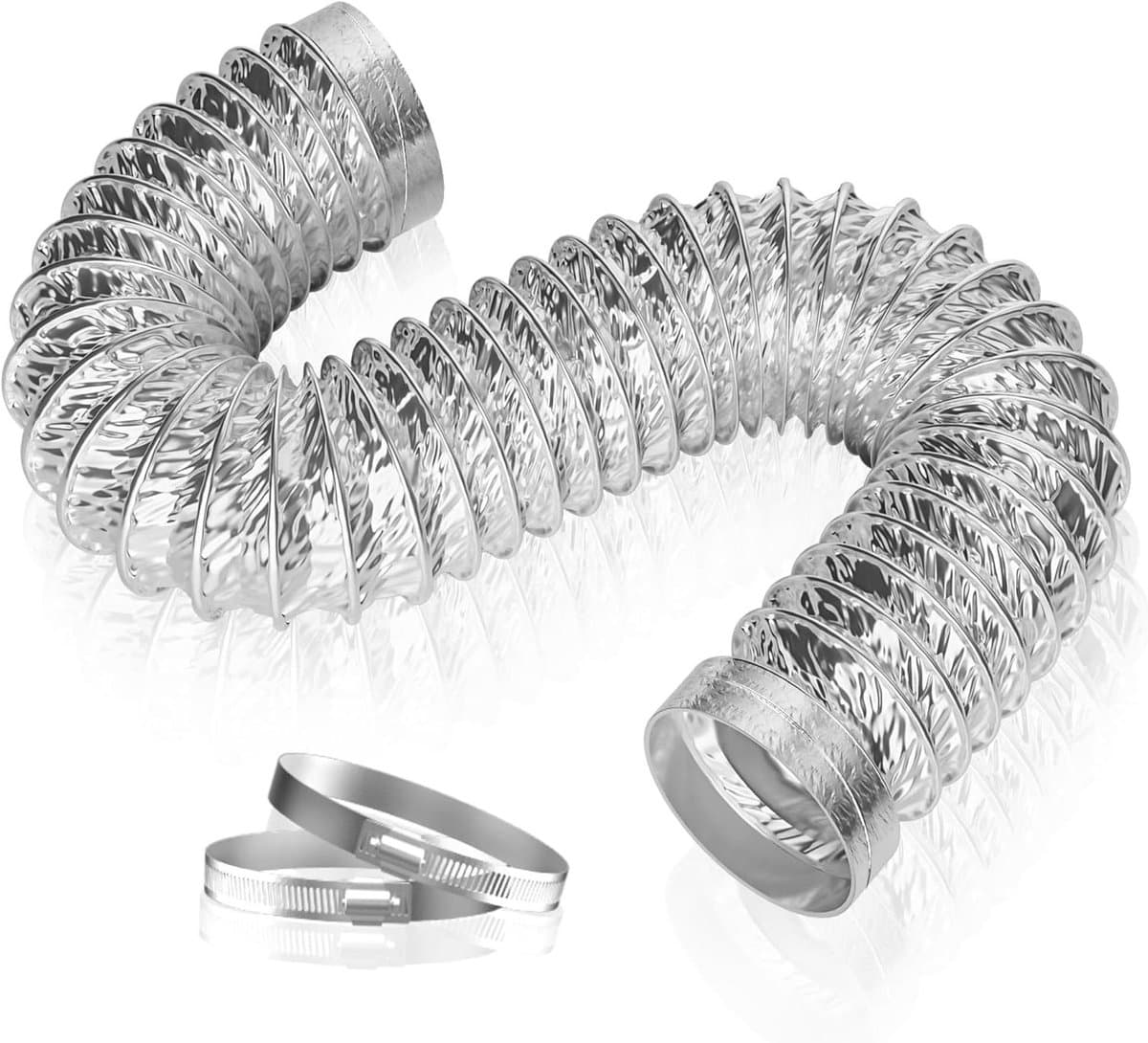 Afvoerslang - Ventilatieslang PVC Aluminium - Airco Ontluchting - Flexibel en Stevig - 100 mm x 4 m - Zilver — afbeelding 1