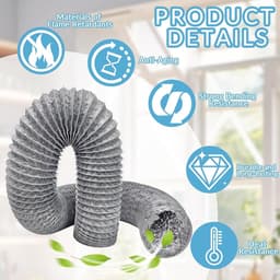 Afvoerslang - Ventilatieslang PVC Aluminium - Airco Ontluchting - Flexibel en Stevig - 100 mm x 4 m - Zilver — thumbnail 4