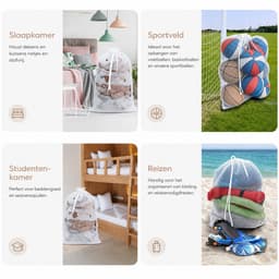 BOTC Waszakken - 60*90cm Waszak Groot - Set van 2 - Waszak Wasmachine - Laundry bag - Waszakken -Wit — thumbnail 4