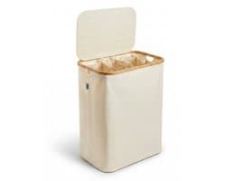 Alles & Co. XXL Wasmand 141 Liter - 3 Vakken Wassorteerder - Met Uitneembare Waszakken - Bamboe & Beige — afbeelding 1
