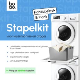 Bodo® Stapelkit - Tussenstuk met Handdoekhouder en Plank - Wasmachine en Droger - Wit — thumbnail 4