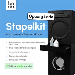 Stapelkit - Tussenstuk met Opberglade - Wasmachine en Droger - Zwart - Bodo — thumbnail 3