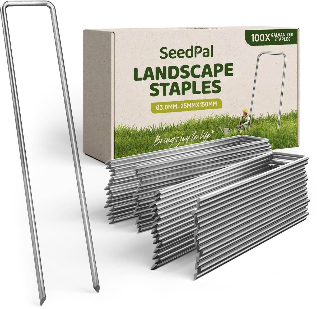 SeedPal Grondankers/Haringen Anti Roest - 100 Stuks - Roestvrije & Verzinkte Bodemankers Voor Bevestiging - 150 mm x 30 mm x Ø3 mm - Aardnagels/Bodemhaken Van Staal - Grondverankering/Bodembevestiging — afbeelding 1