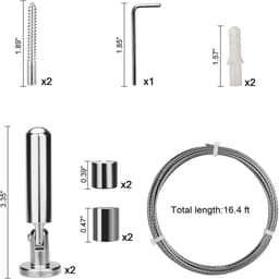 carmdering - Seilspanngarnitur Set - Gardinenseilsystem - Drahtseil Spannsystem - Robuste Zugfestigkeit - Flexible Raumaufteilung - Edelstahl En Koolstofstaal - Gladde Coating Voor Duurzaamheid - Ideaal Voor Open Woonruimtes - 1 Set — thumbnail 1
