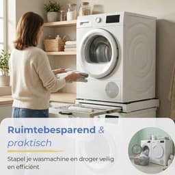 Morelia® Tussenstuk Wasmachine Droger Inclusief Droogrekplank & Spanband - Stapelkit Wasmachine Droger - Universeel - Wit — thumbnail 2