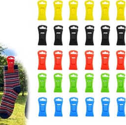 Set van 30 Plastic Sock Clips met Haakjes voor Wasmachine en Droger - Mini Kledingknijpers voor Organiseren, Opslaan en Drogen van Sokken — thumbnail 4