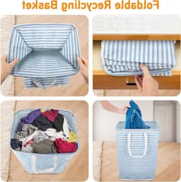 Vouwbare 75L Wasmand voor Vuile Kleding, Waterdichte Opbergcontainer voor Kleding, Speelgoed en Handdoeken in Badkamer en Wasruimte, Blauw — thumbnail 4