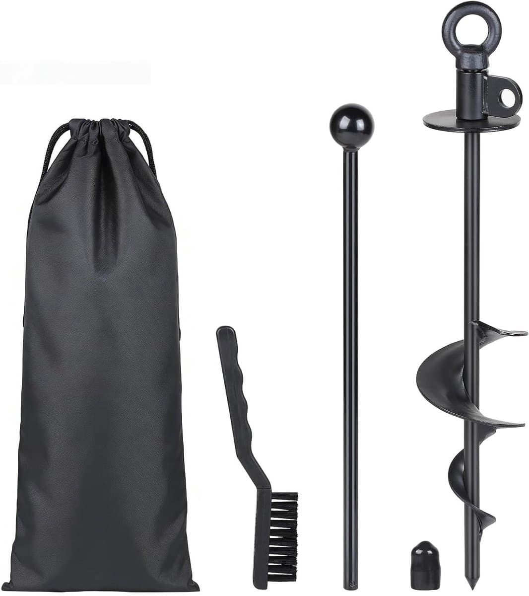 Robuuste 38 cm Zwarte Hondenspringconnector met 360° Draaibare Ring, Geschikt voor Honden Boven 100 kg, Inclusief Reinigingsborstel en Grondanker — afbeelding 1