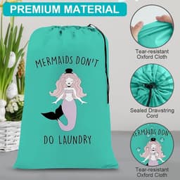 Dailygoody - Extra grote waszak - Opvouwbare opbergtas - Duurzaam en handig - Groene zeemeermin - Voor reizen en badkamer - 61×91 cm — thumbnail 4