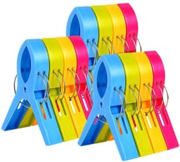 Dailygoody - Grote Wasknijpers - Handdoekklemmen - Duurzaam Plastic - 12 Stuks - Strandhanddoekclips - Voor Zwembad en Wasserij - Handig en Lichtgewic — thumbnail 1