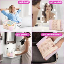 Set van 3 Bloemige Cosmetica Tassen voor Dames - Draagbare Waszakken voor Dagelijks Gebruik en Reizen, Elegant en Praktisch — thumbnail 2