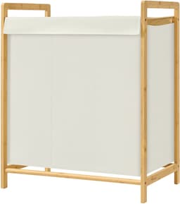 SONGMICS RLH103WD01 - Wasmand met 3 Vakken - Bamboe Frame - Afneembare en Versterkte Deksel - 150L Inhoud — thumbnail 1