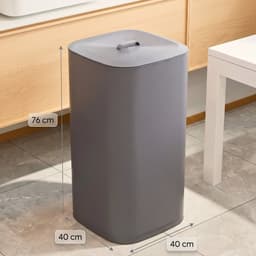 INDECOR Wasmand 90 Liter – 2 Vakken Wassorteerder – Met Deksel – Opvouwbare Wasbox – Antraciet — thumbnail 5