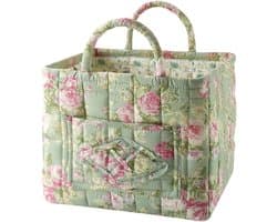 Bloemen Opbergmand - Grote Gewatteerde Opvouwbare Mand met Handvatten - Baby Kledingmand Wasmand Organizer voor Auto, Thuis, Picknick - Meerkleurig - 1 Stuk