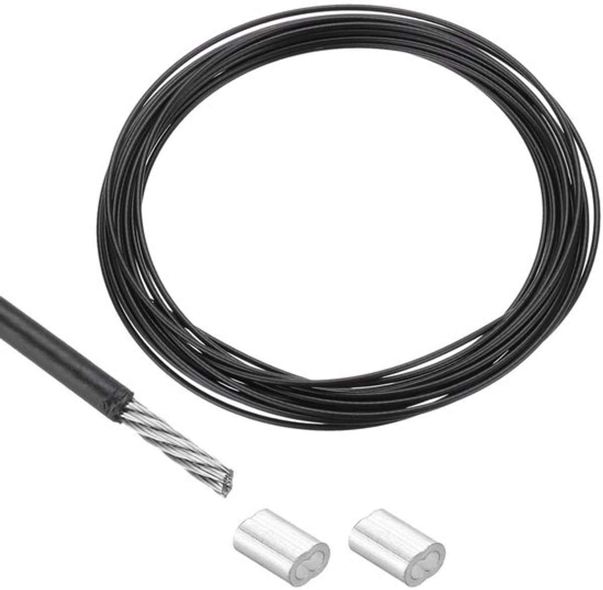 Metalen kabel van roestvrij staal 304, vinyl gecoat - 5 meter lengte - Waslijn voor verhooging - Zwart Kleur — afbeelding 1