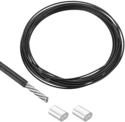Metalen kabel van roestvrij staal 304, vinyl gecoat - 5 meter lengte - Waslijn voor verhooging - Zwart Kleur — thumbnail 1