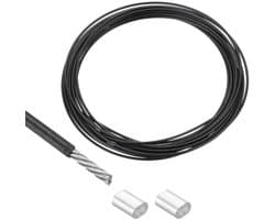 Metalen kabel van roestvrij staal 304, vinyl gecoat - 5 meter lengte - Waslijn voor verhooging - Zwart Kleur
