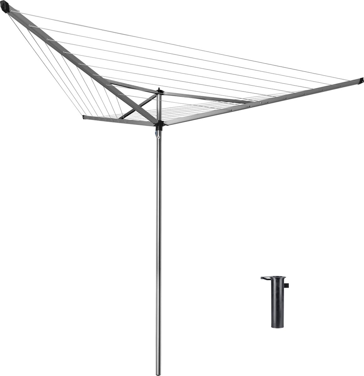Brabantia Essential Droogmolen - met Betonanker - 30 m - Metallic Grey — afbeelding 1